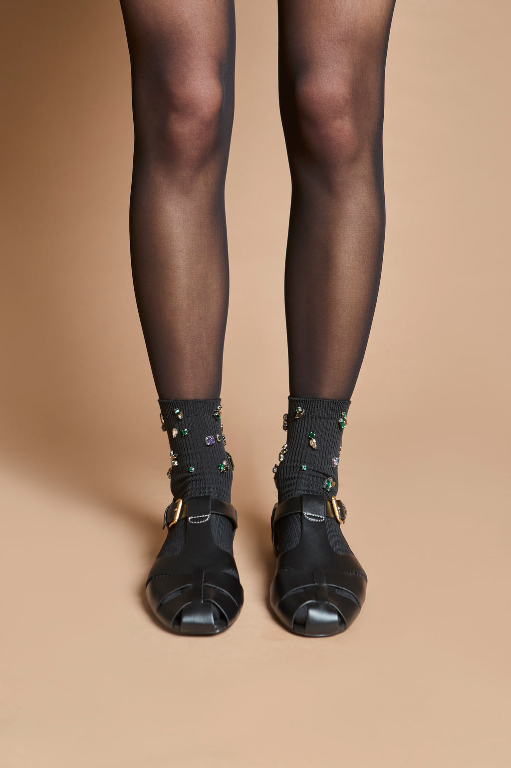 MARA GREEN embroidered socks